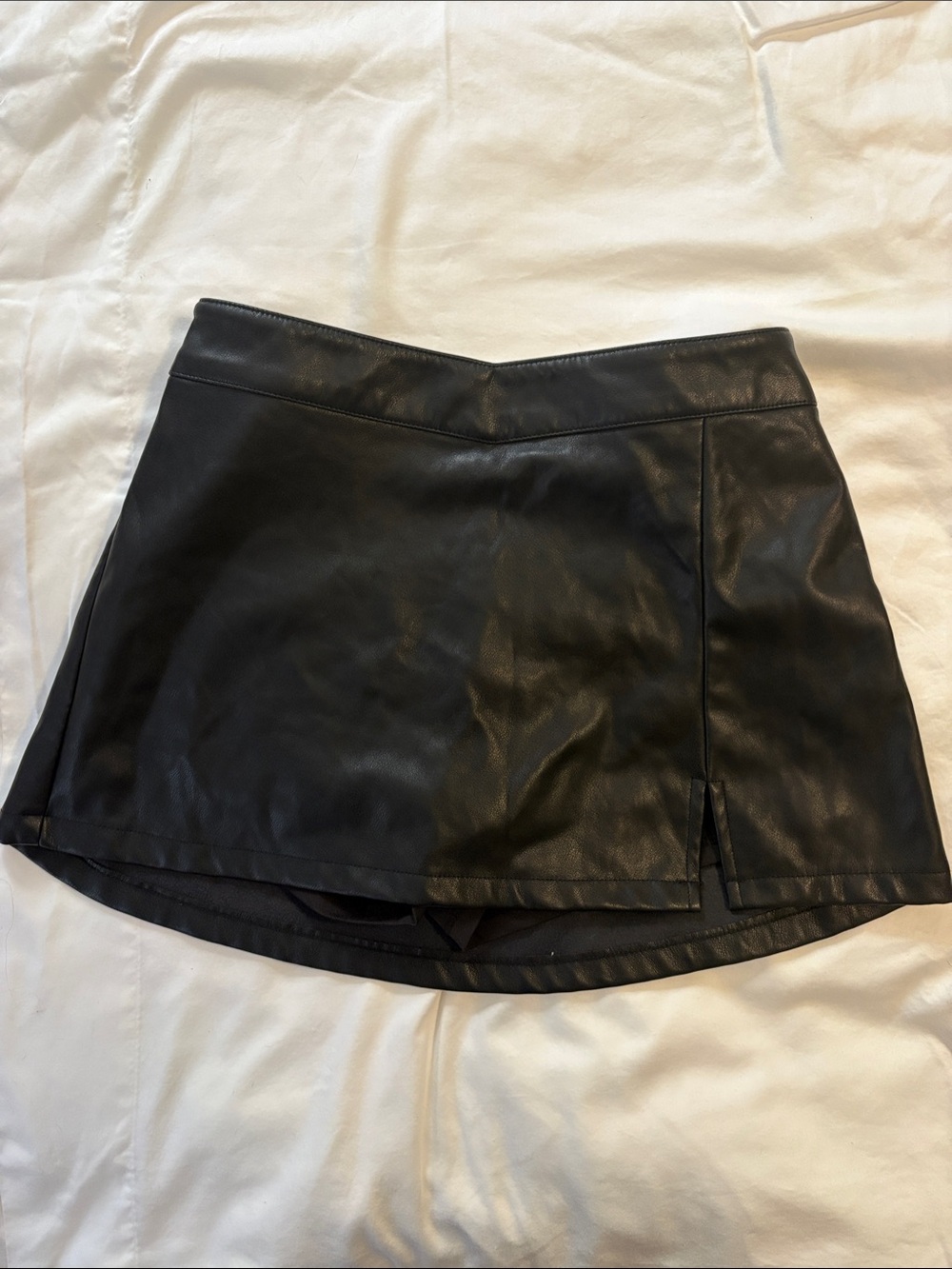 Garage Black Faux Leather Trim Shortie Shorts